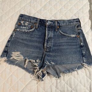 AGOLDE Parker Denim Cutoff Shorts in Dark Swapmeet